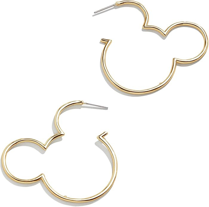 BaubleBar Disney Mickey Mouse Outline Gold-Plated Hoop Earrings - Simple Mickey Mouse Silhouette ... | Amazon (US)