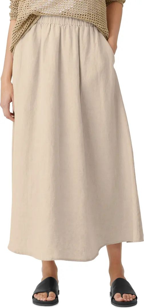 A-Line Organic Linen Midi Skirt | Nordstrom