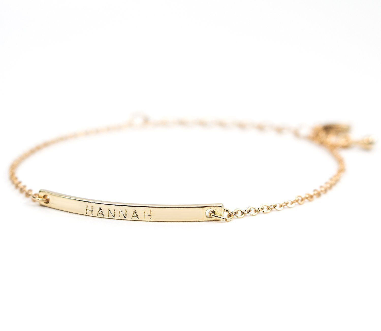 16K Gold Your Name Bar Bracelet - Personalized gift Gold Plated bar Delicate Hand Stamp Best brid... | Amazon (US)