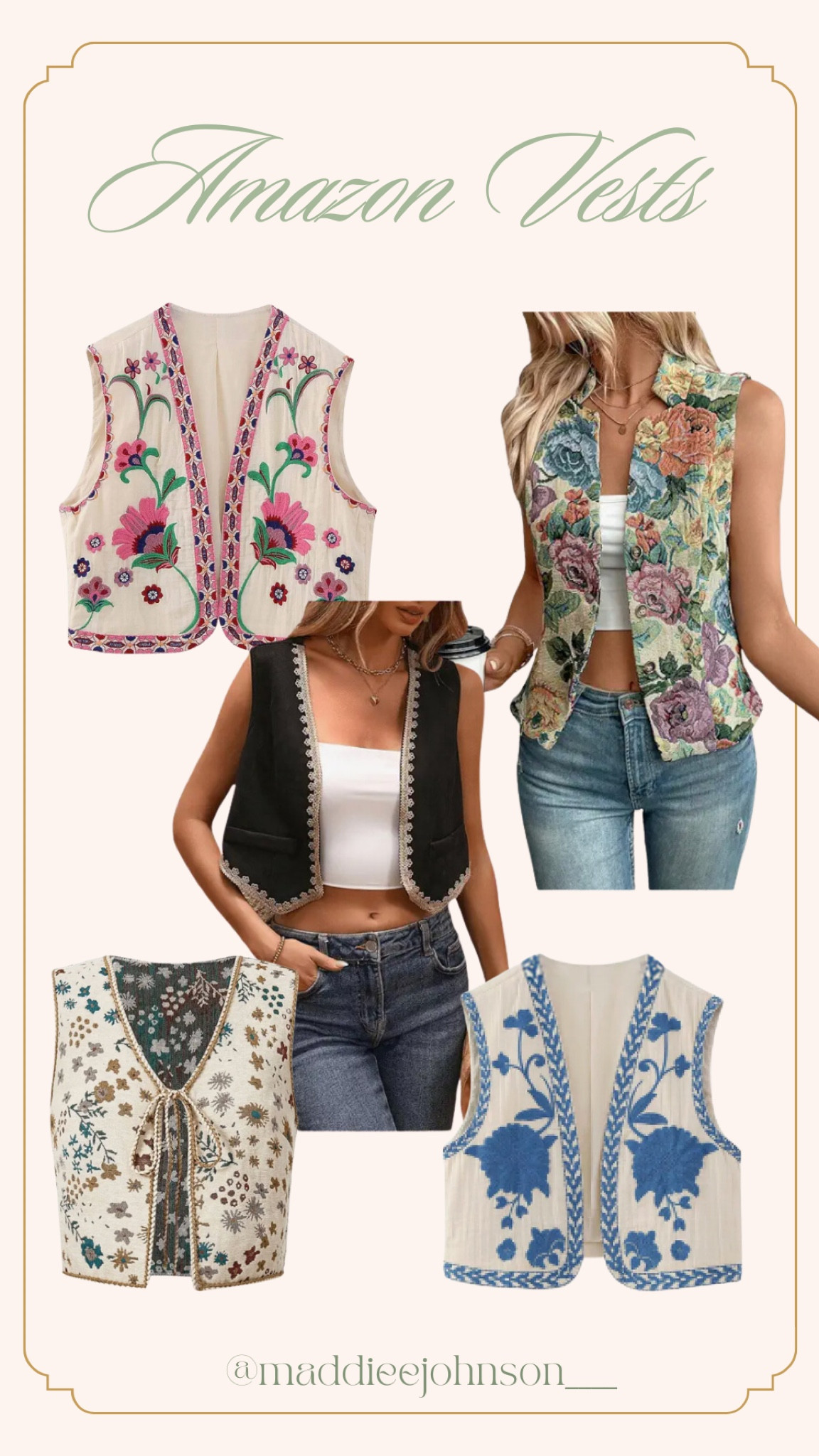 Here for the embroidered vest trend! 🙋‍♀️ linked my favorites 

Europe style, Amazon fashion, embroidered, cropped vest, summer style, Amazon style 

#LTKTravel #LTKSeasonal #LTKStyleTip