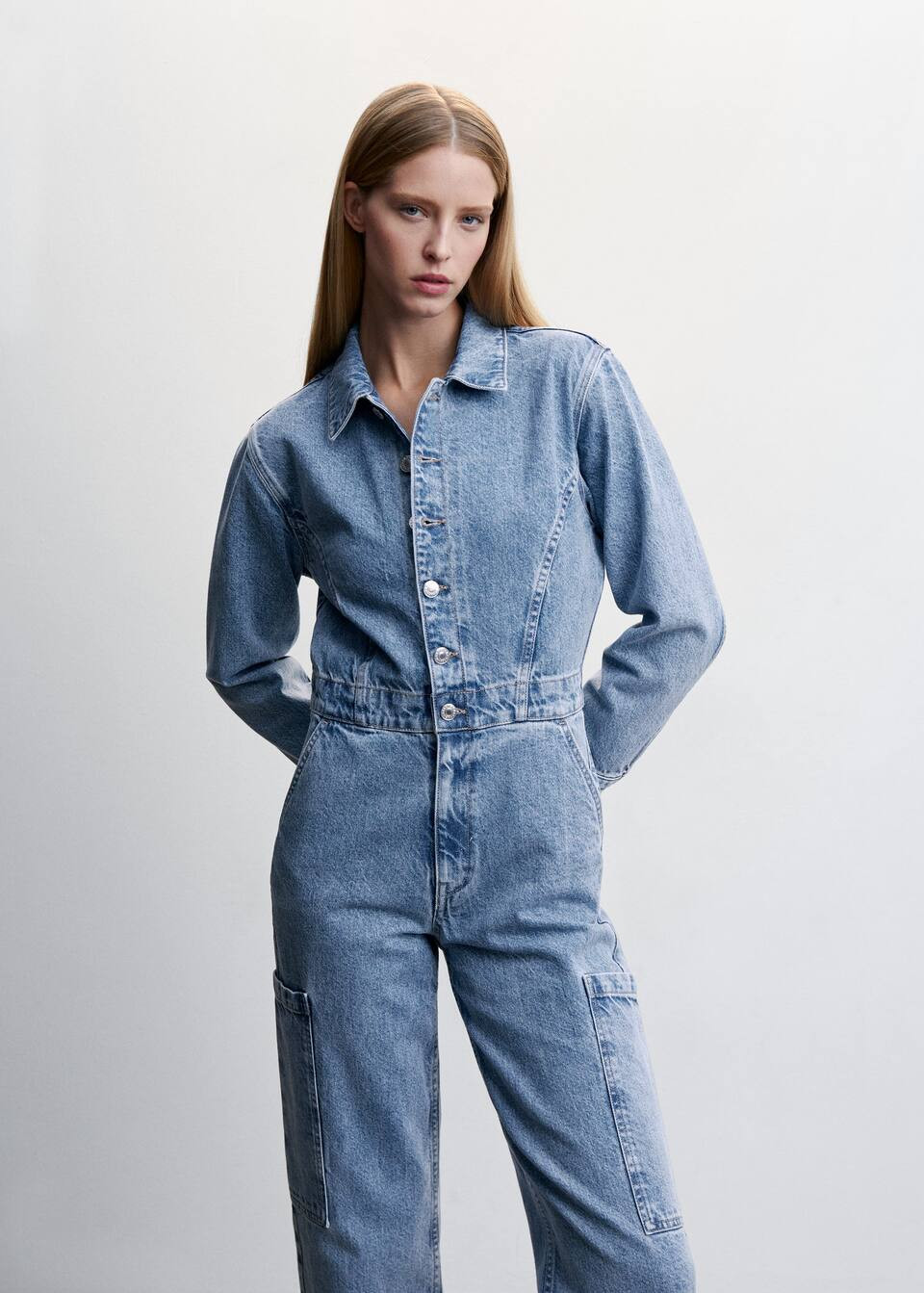 Denim cargo jumpsuit -  Women | Mango USA | MANGO (US)