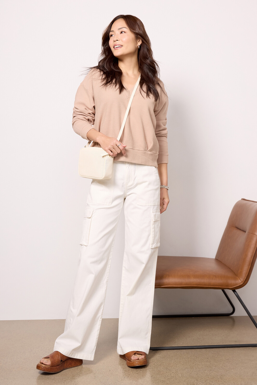 Horizontal Rib V Neck Pullover | Evereve