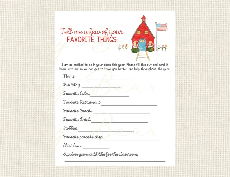 Teacher Questionnaire / Back to School / Teacher Appreciation - Etsy | Etsy (US)