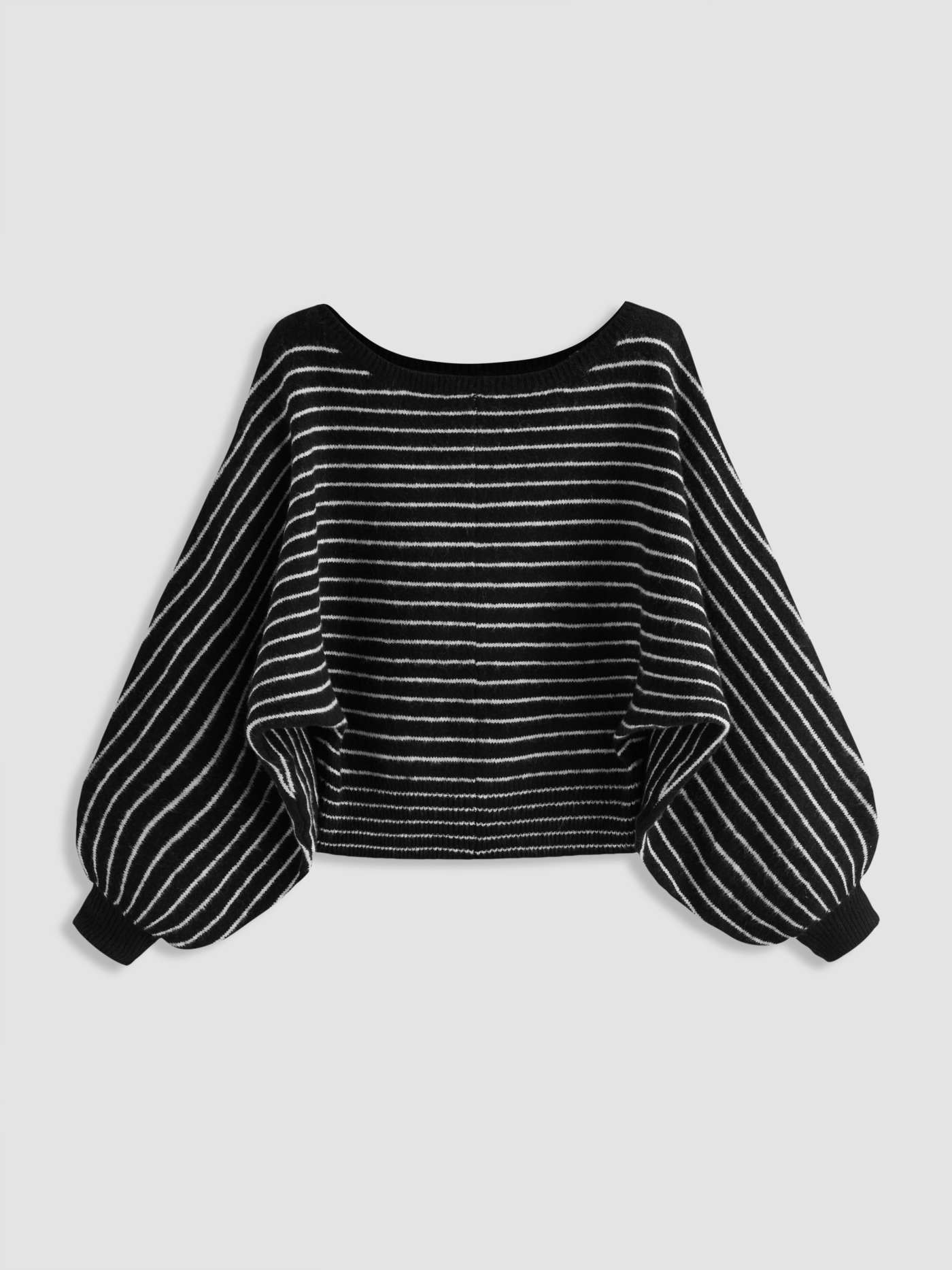 Knit Wool-blend Boat Neck Striped Oversized Sweater | Cider