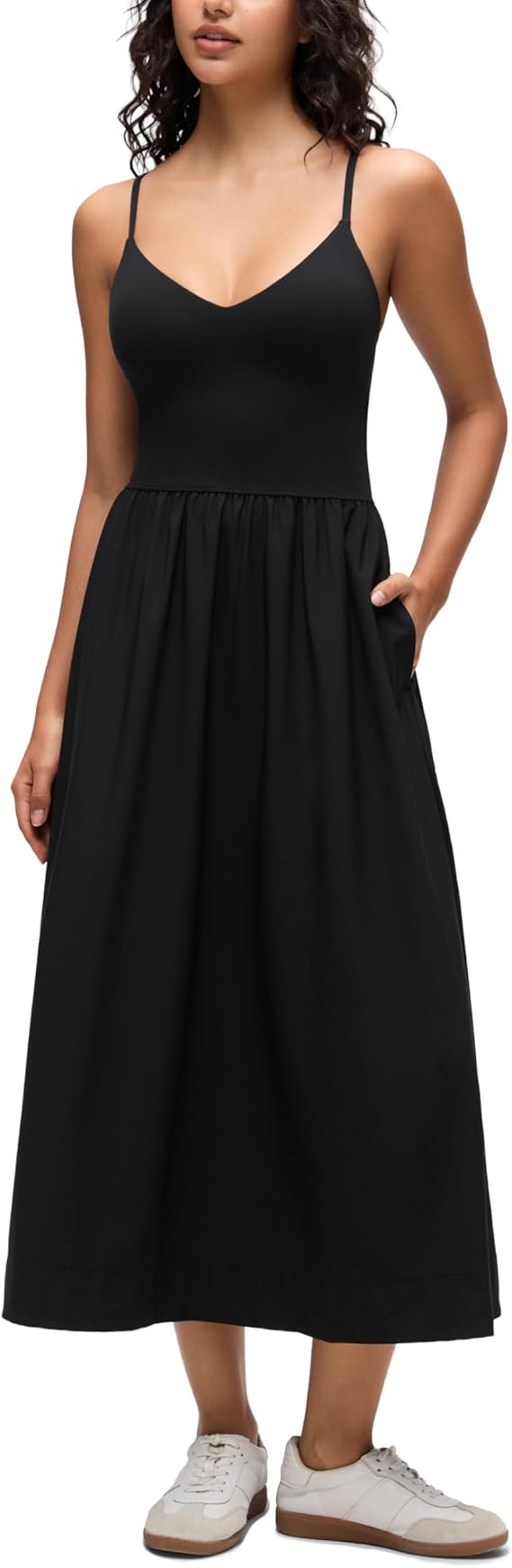 CRZ YOGA V Neck Maxi Tank Dress for Women - Adjustable Straps Sleeveless Flowy Casual Outfits wit... | Amazon (US)