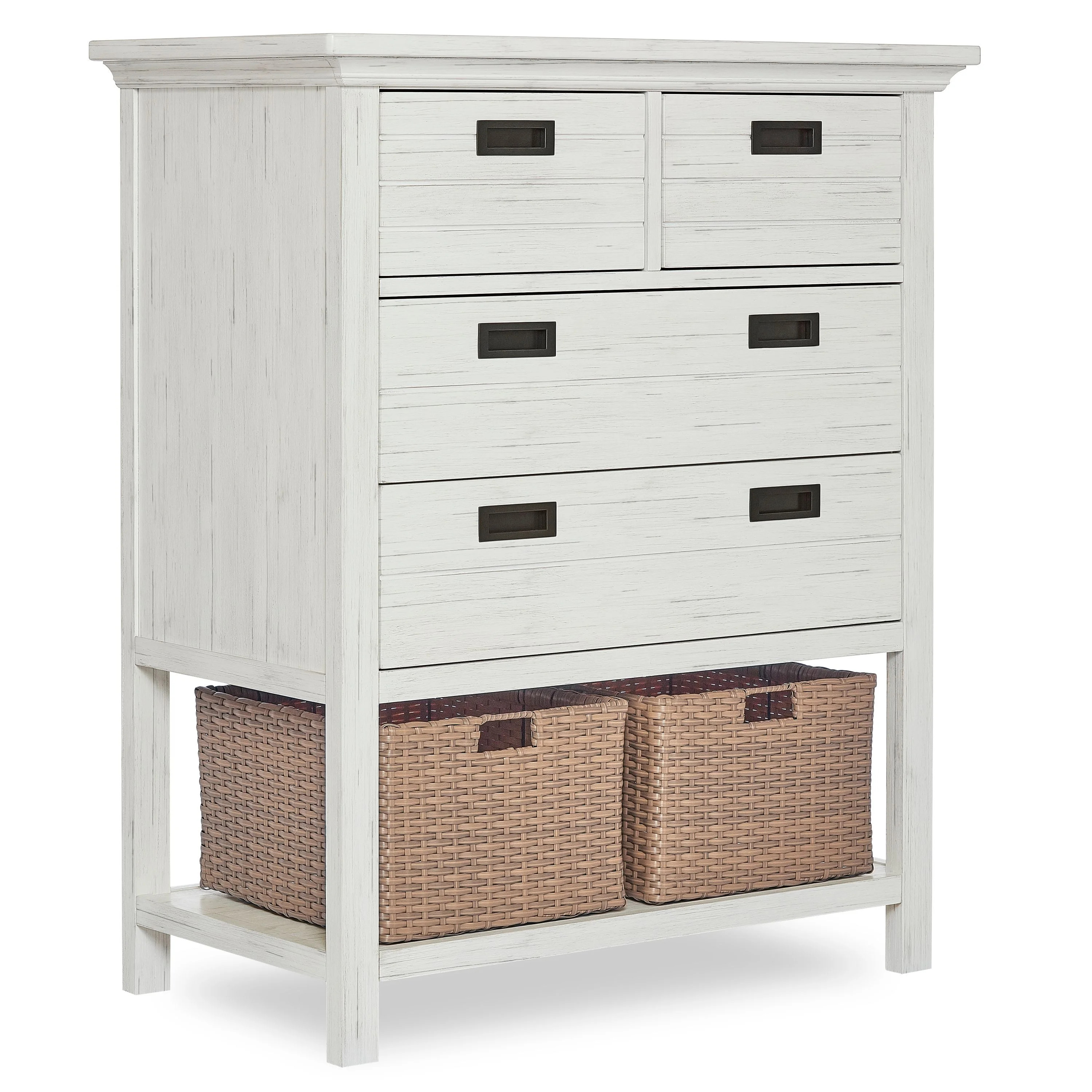 Evolur Waverly Tall Chest with Baskets, Weathered White | Walmart (US)