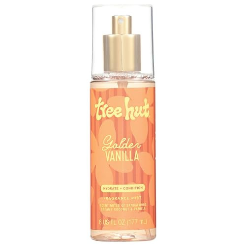 Tree Hut Golden Vanilla Fragrance Mist, Hydrating & Alcohol-Free Body Spray, Warm Vanilla & Sandalwood Scent, Perfume Mist for Hair & Body, Everyday Fragrance Spray for Women, 6 oz | Amazon (US)