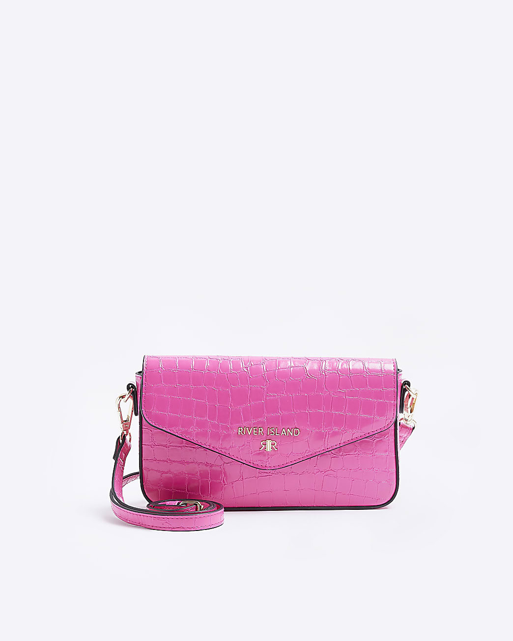 River Island Womens Pink Croc Embossed Crossbody Bag | River Island (US)