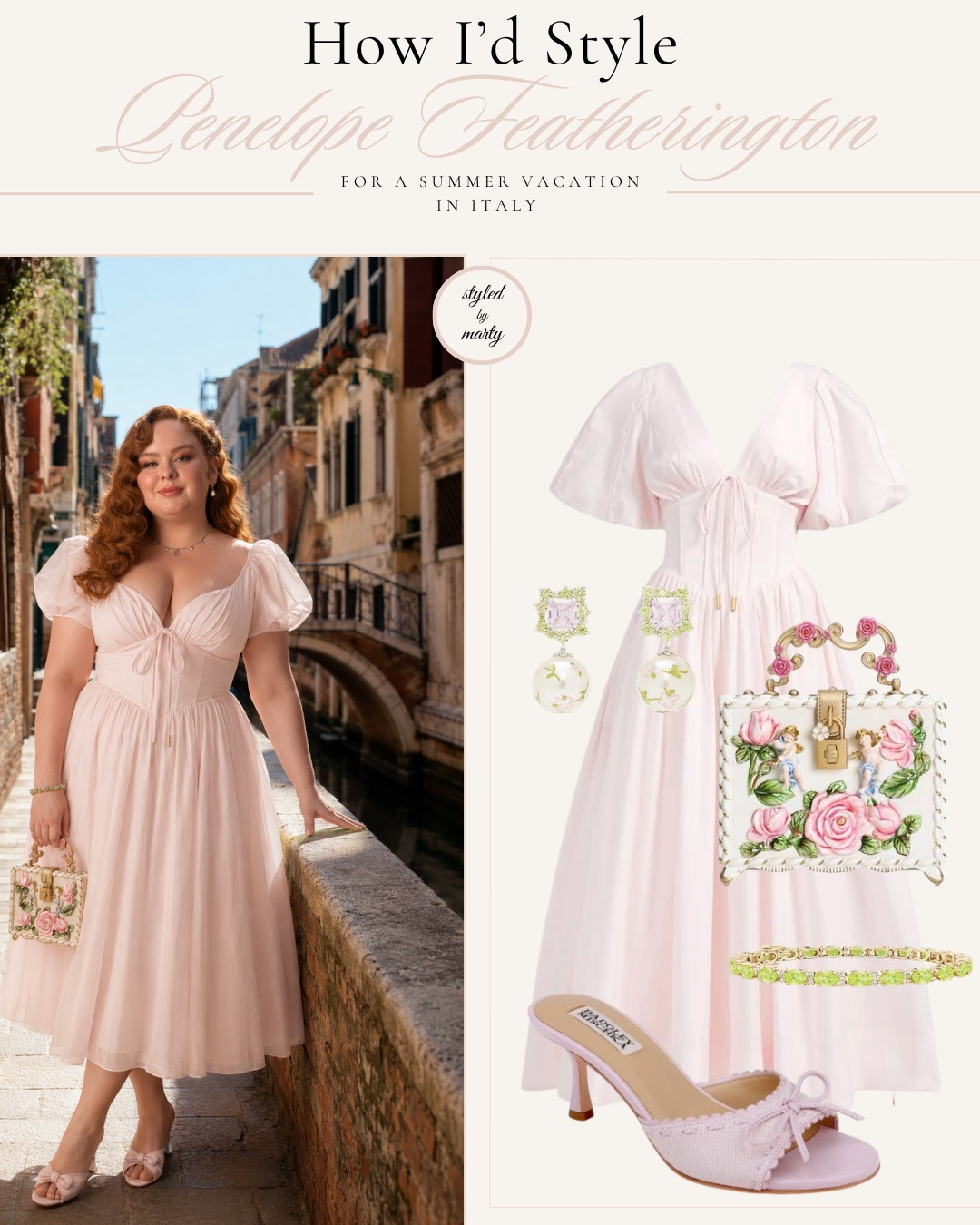 ✨ If Penelope Featherington traded Mayfair for an Italian summer... this is exactly how I'd dress her🇮🇹🌸

Bridgerton style, Bridgerton inspired, regency style, regency core, Penelope featherington, feminine style, feminine outfit, vacation wear, vacation outfit, vacation style, Italy summer, European vacation, summer fashion, summer outfit, summer dress, floral fashion, floral dress, floral jewels, romantic style, pastels fashion, summer accessories,  floral swimwear mule pumps, luxury fashion

#LTKeurope #LTKsummer #LTKstyletip