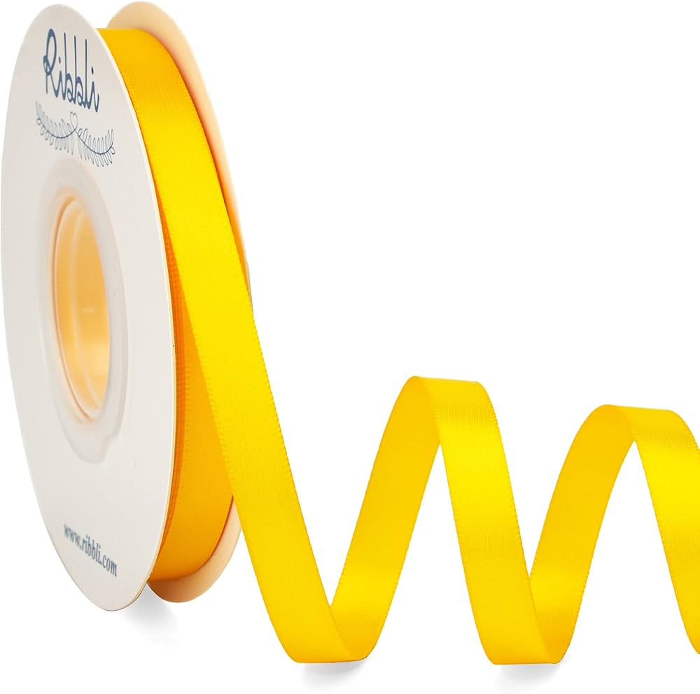 Ribbli Double Faced Maize Yellow Satin Ribbon,3/8” x Continuous 25 Yards,Use for Bows Bouquet,G... | Amazon (US)