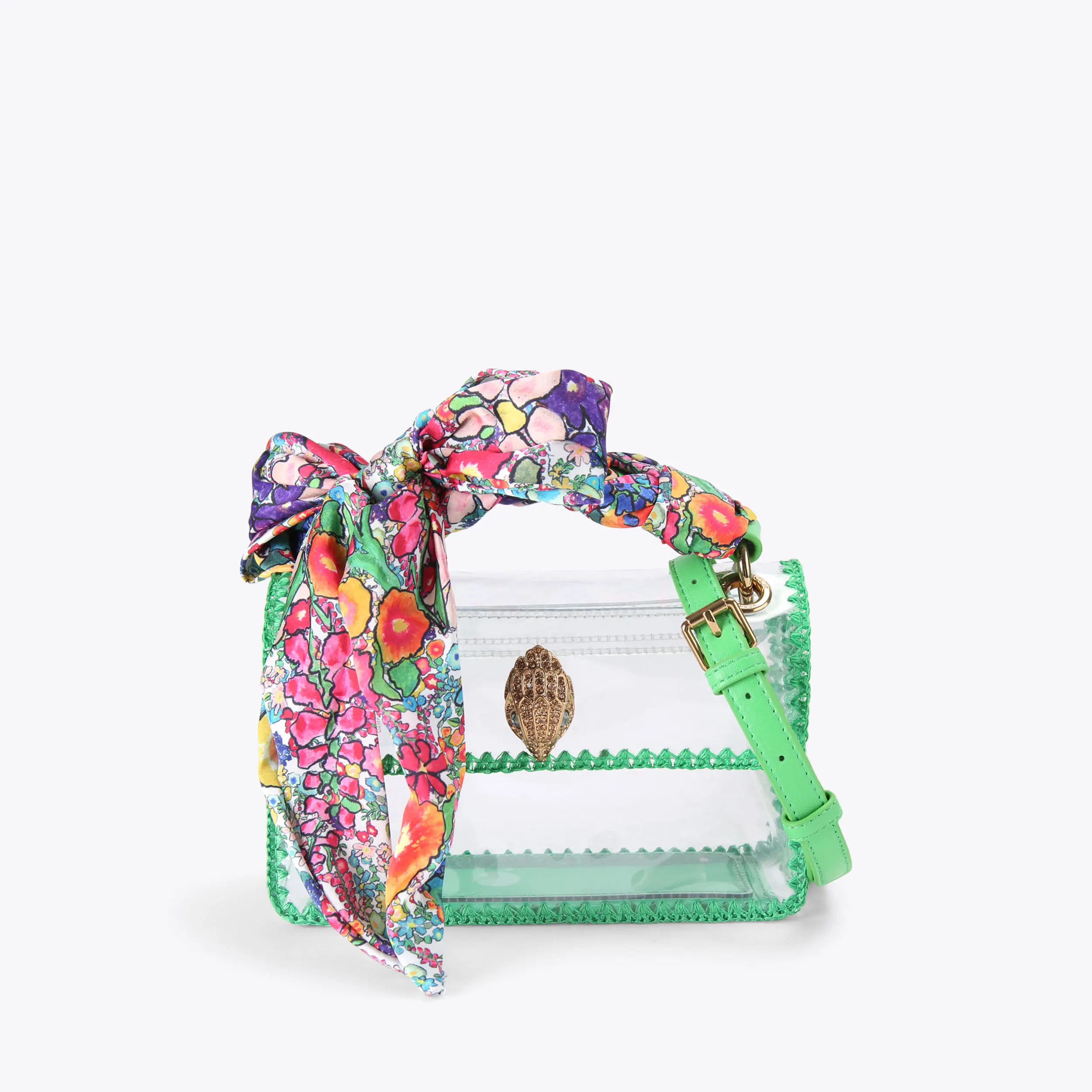 VINYL MINI KENSINGTON Green Stitched Cross Body Bag by Kurt Geiger London | Kurt Geiger US