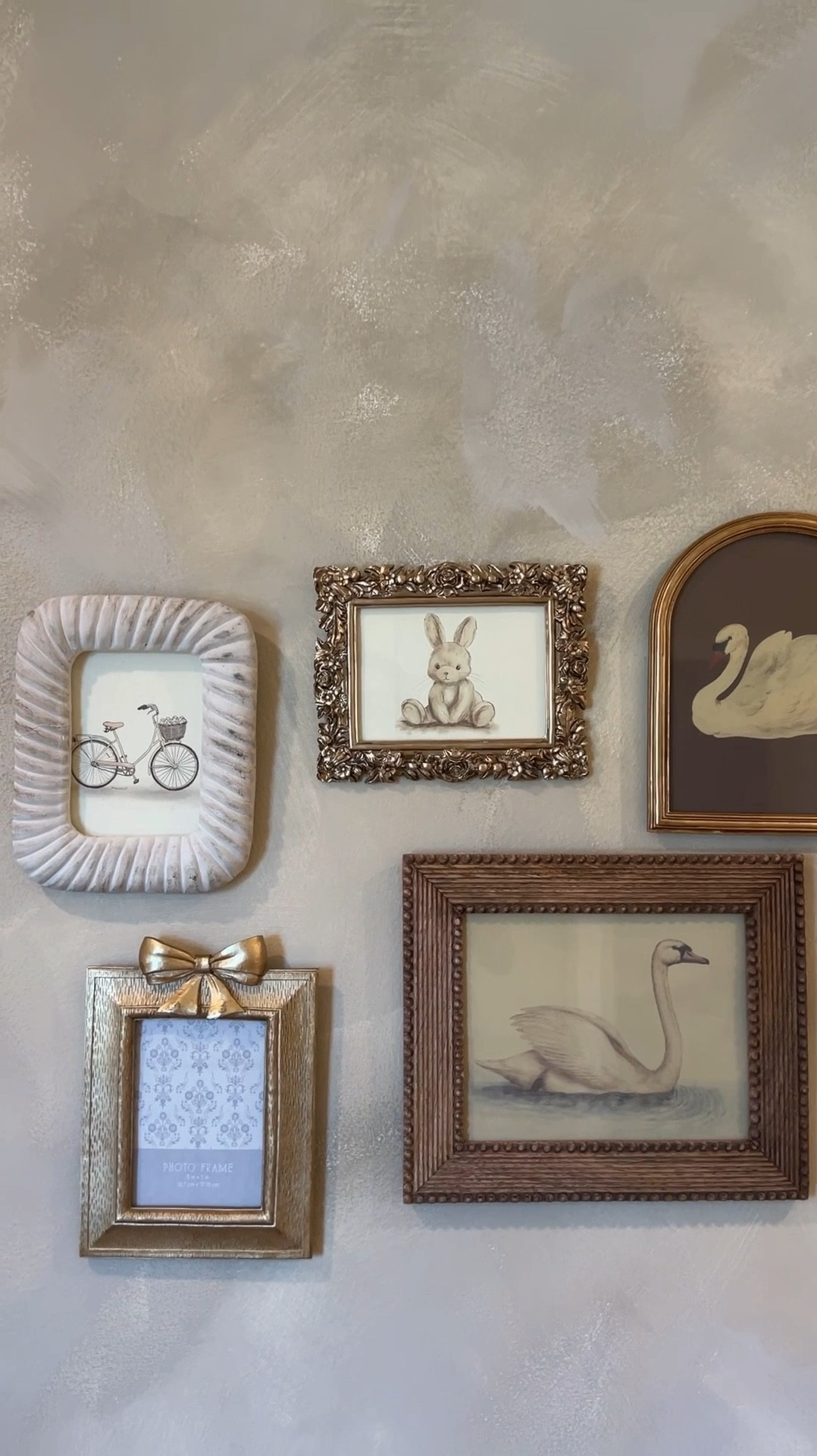 Nursery Gallery Wall - Girly, Vintage Inspired Fairytale Theme 

Vintage Frames are all from
Homegoods, linking similar ones 
Photo prints for nursery, linking for both girl and boy nurseries (I suggest printing them on textured paper to give it more of a vintage vibe - I got some from Hobby Lobby)

Nursery reveal 
Nursery ideas 
Nursery gallery wall 
Neutral nursery 
