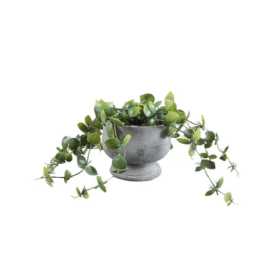 Mainstays Faux Greenery in Cement Pot, 6.25" H x 9.5" W x 9.5" D, Indoor Artificial Plant | Walmart (US)