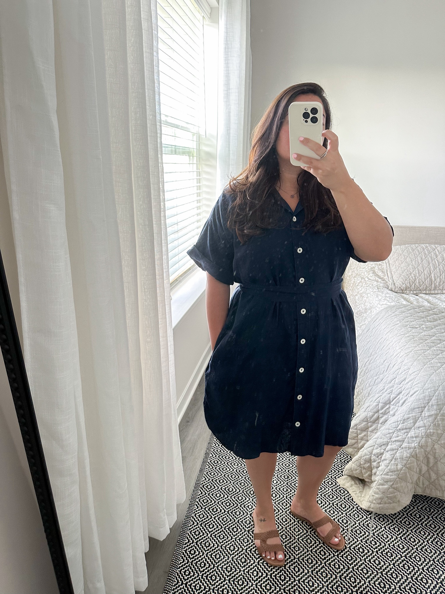 knee length dresses for ladies Alexa Women's Linen Shirt Dress