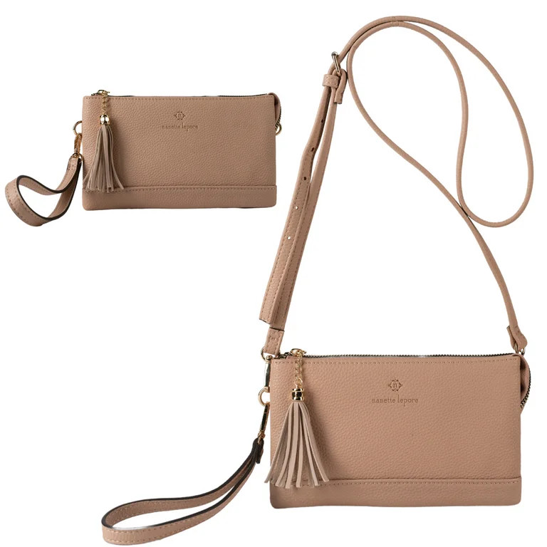 Nanette Lepore Women Crossbody Purse Faux Leather Handbag with Removable Strap Tan | Walmart (US)