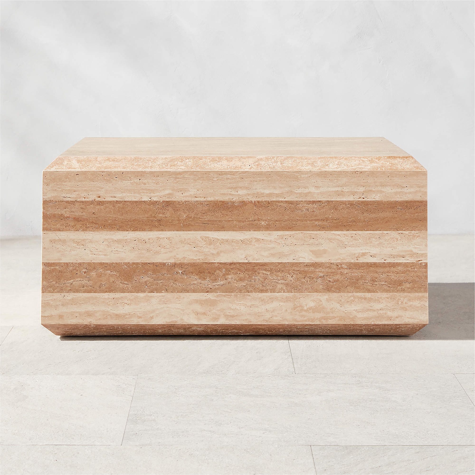 Camada Modern Travertine Outdoor Coffee Table + Reviews | CB2 | CB2