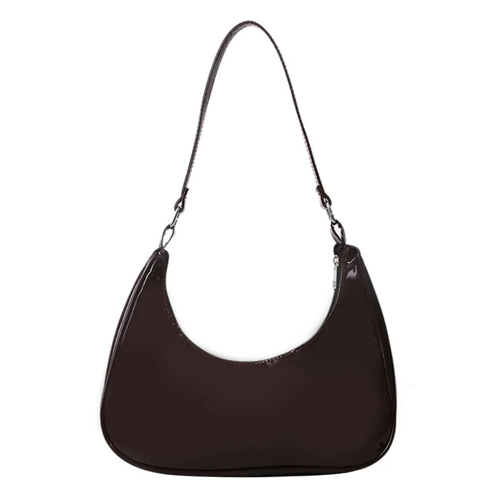 CHAMAIR Women Patent Leather Solid Color Crescent Handbag Small Armpit Bag (Coffee) | Walmart (US)