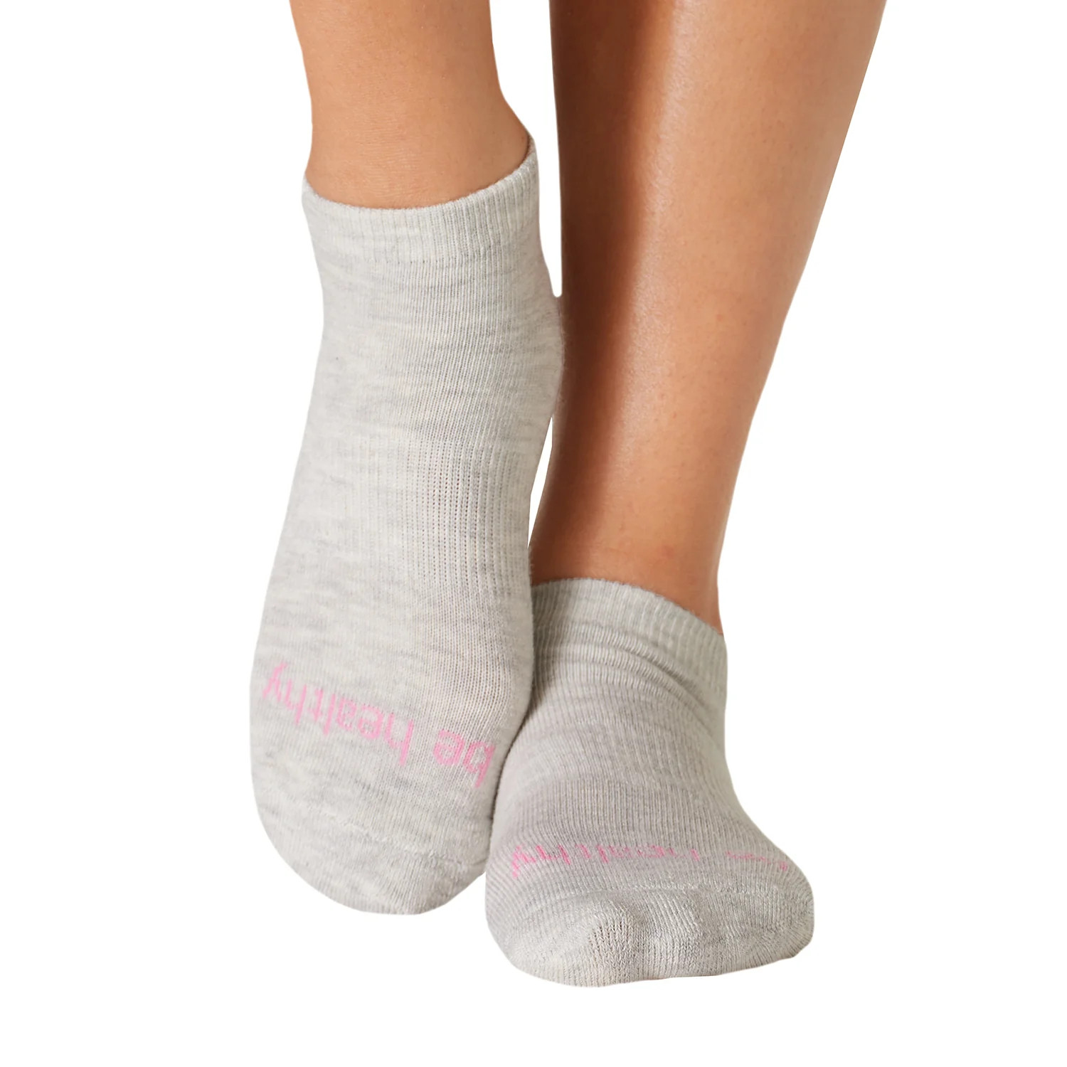 Be Healthy Grip Socks (Heather/Flamingo) | Sticky Be Socks