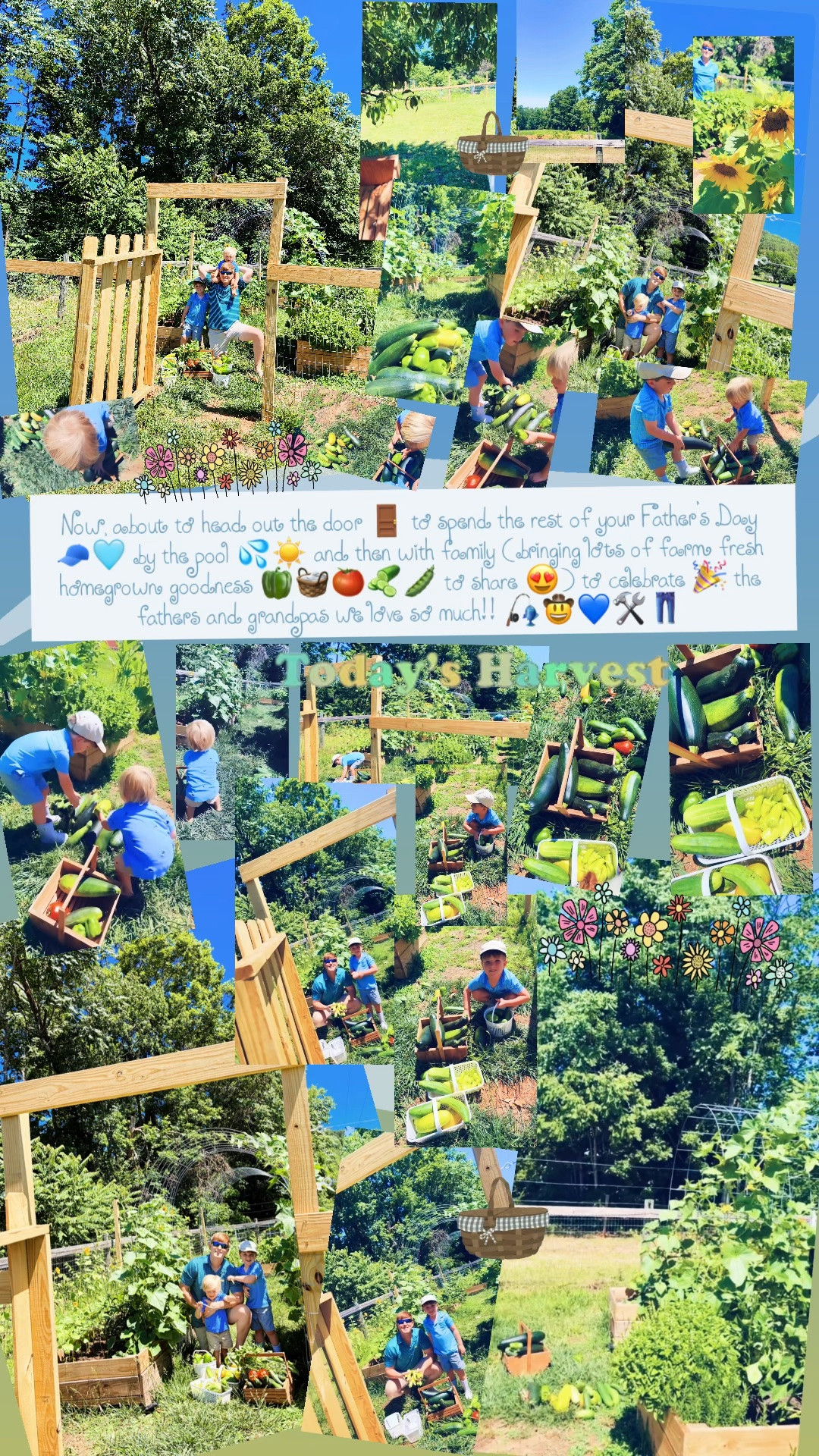 Now, about to head out the door 🚪 to spend the rest of your Father’s Day 🧢🩵 by the pool 💦☀️ and then with family (bringing lots of farm fresh homegrown goodness 🫑🧺🍅🥒🫛 to share 😍) to celebrate 🎉 the fathers and grandpas we love so much!! 🎣🤠💙🛠️👖