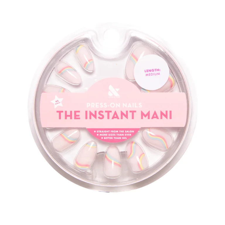 Olive & June Press-on Artificial Nails, Almond Medium, Rainbow Swirl, Multi-color, 42 ct | Walmart (US)