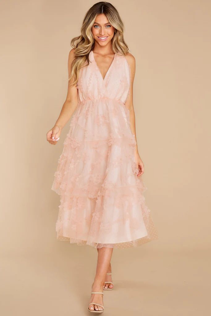 Stolen Glances Light Pink Midi Dress | Red Dress 