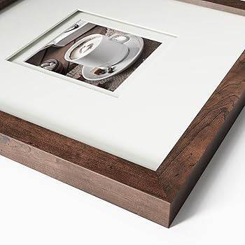Yaetm 12x12 Square Picture Frame Matted to 5x5, Double Floating Ivory Mat, Brown Wood Grain Photo... | Amazon (US)