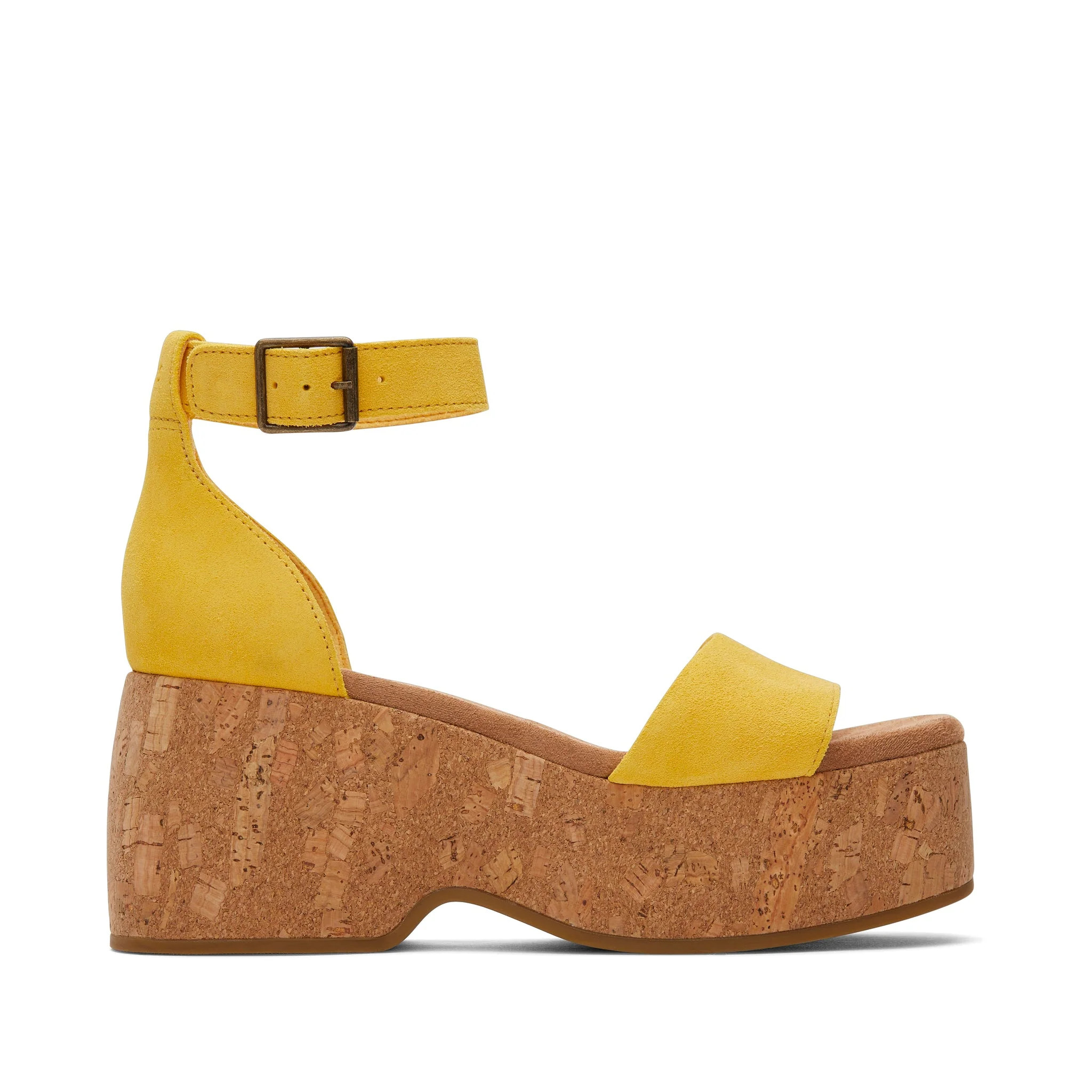 Laila Yellow Suede Platform Cork Sandal | Shop Simon