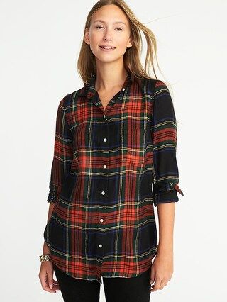 Old Navy Womens Relaxed Soft-Washed Classic Shirt For Women Twill Tartan Size L | Old Navy US