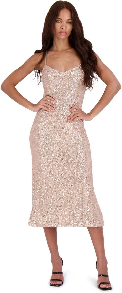 BB DAKOTA by Steve Madden Women’s Sequined Sleeveless V-Neck Midi Dress | Amazon (US)