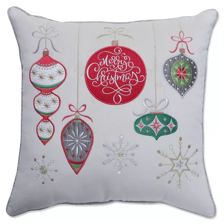16.5"x16.5" Indoor Christmas 'Velvet Ornaments' Multi Square Throw Pillow Cover - Pillow Perfect | Target