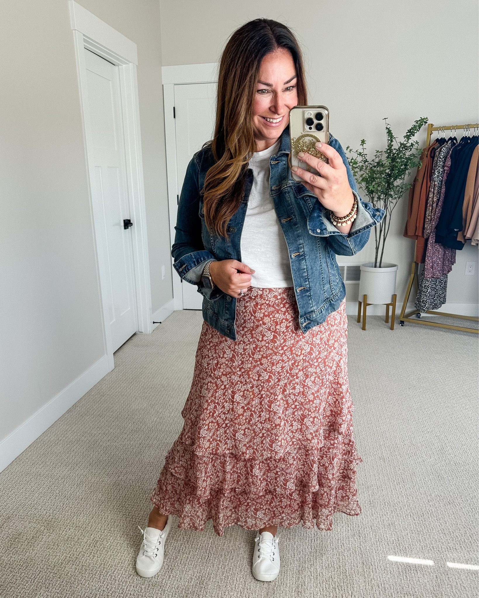 Maurices Back to School Teacher Outfit 

Skirt runs a bit tight so size up if in-between // Sneakers tts, sized down if in-between

Maurices back to school maxi skirt denim jacket white tee everyday fashion fall transitional fashion sneakers tennis shoes 

#LTKSeasonal #LTKstyletip #LTKworkwear