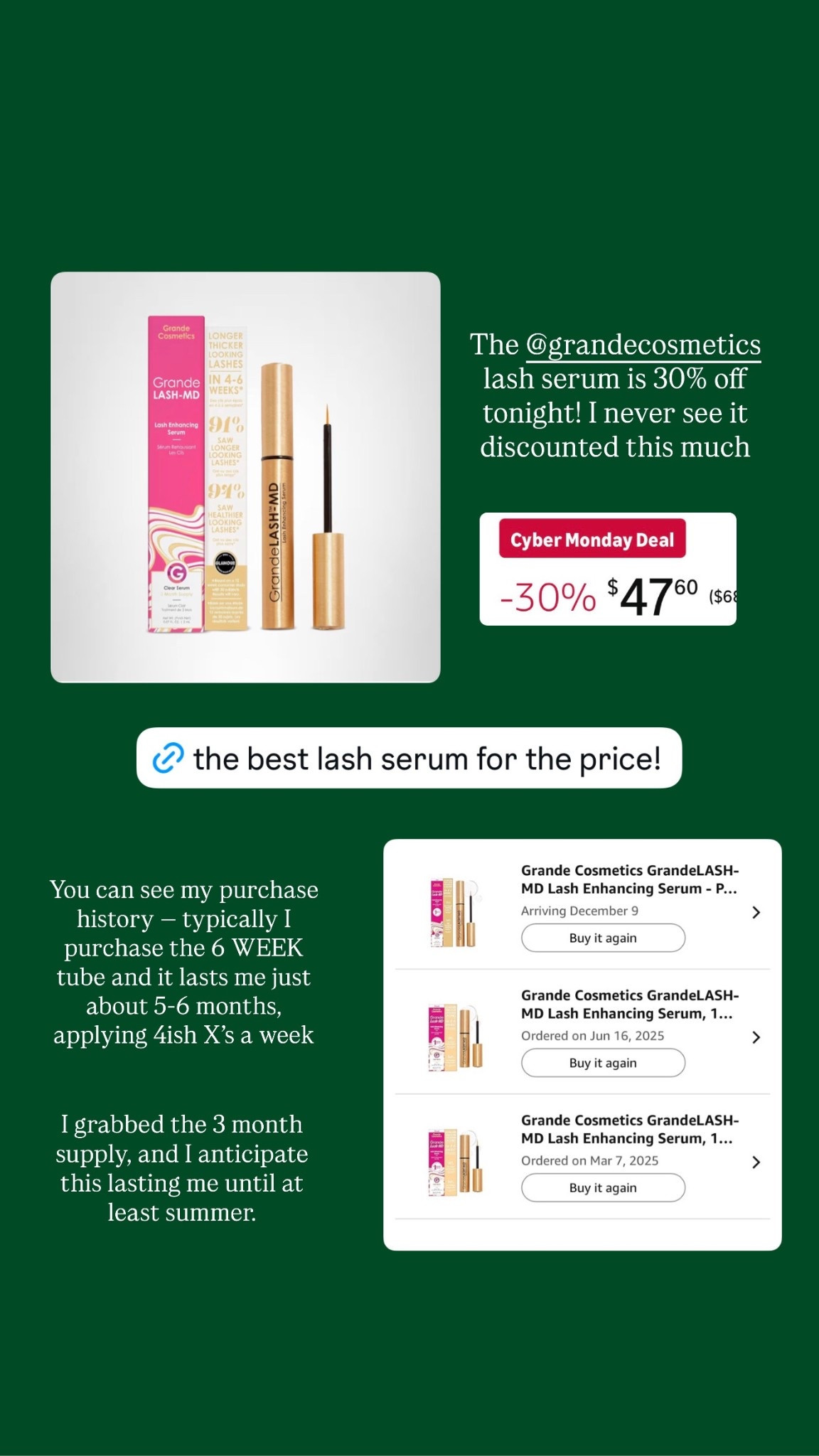 Lash serum 30% off! 

#LTKCyberWeek #LTKHoliday #LTKgrwm