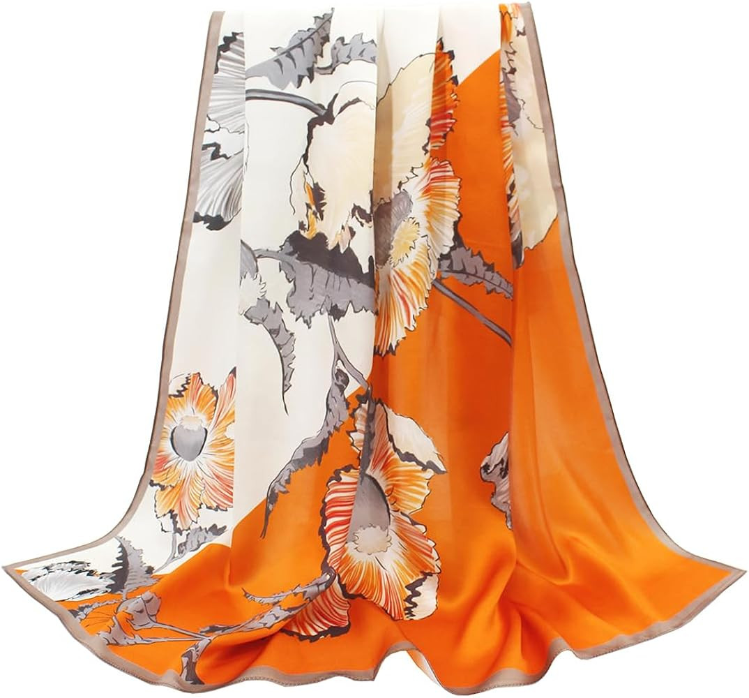 ANDANTINO 100% Pure Mulberry Silk Scarf 35" Large Square Lightweight Headscarf –Women’s Hair ... | Amazon (US)