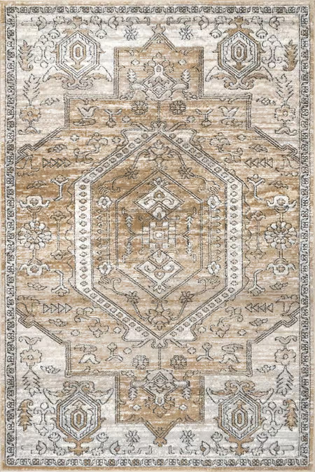 Beige Simmona Bordered Vintage Area Rug | Rugs USA