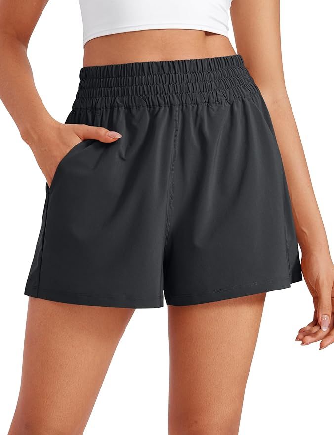 CRZ YOGA Womens Shorts Casual High Waisted Linerless Lounge Athletic Golf Shorts with Pockets Wei... | Amazon (US)