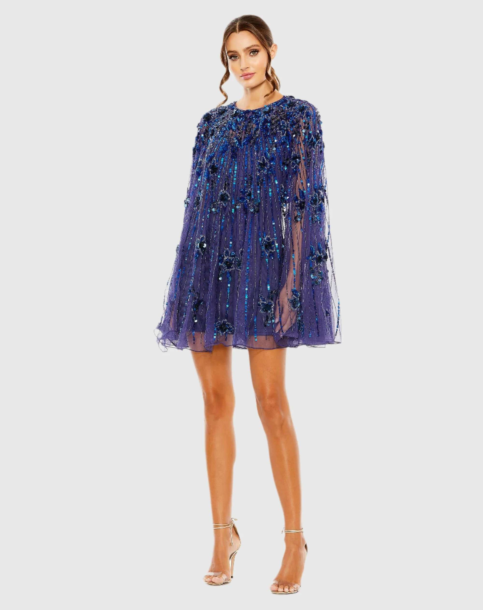 High Neck Embellished Trapeze Dress | Mac Duggal