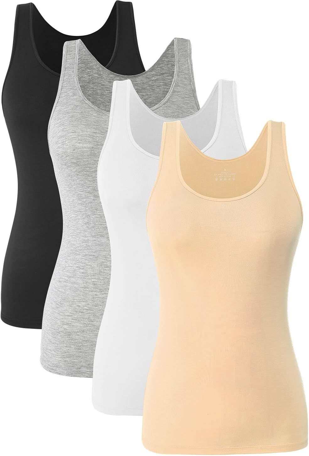 Orrpally Basic Tank Tops for Women Undershirts Tanks Tops Lightweight Camis Tank Tops 4-Pack | Amazon (US)
