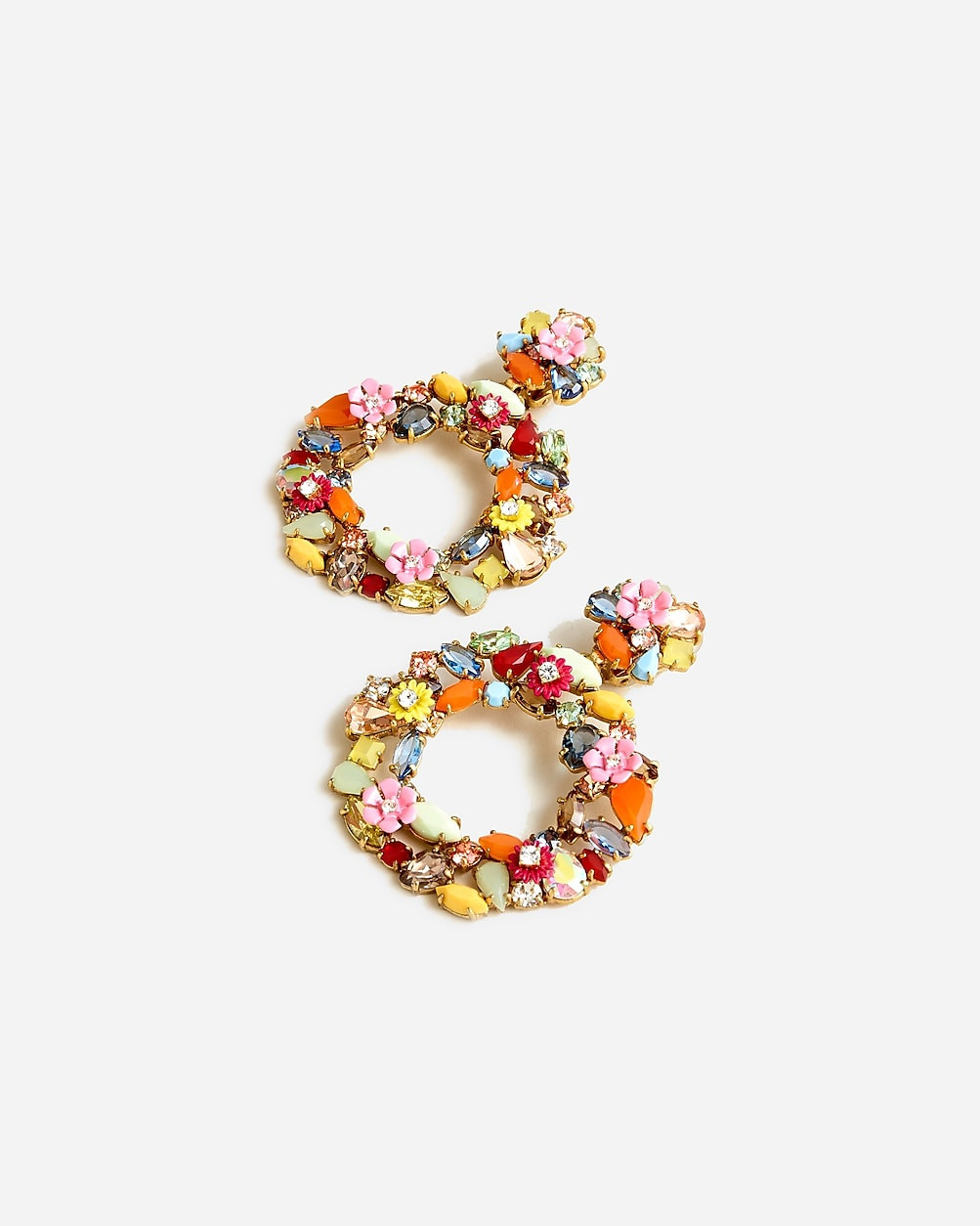 Colorful floral hoop earrings | J. Crew US