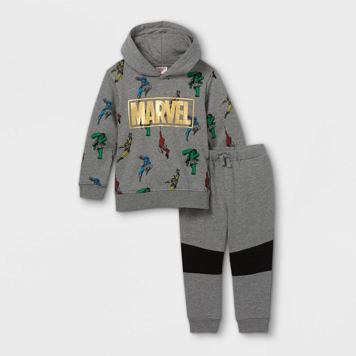 Toddler Boys' Marvel Fleece Hooded Sweatshirt and Jogger Pant Set - Gray | Target