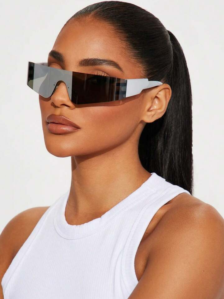 1 pieza Gafas de moda con estilo europeo y americano Y2K de metal sin marco | SHEIN