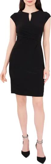 Chaus Keyhole Cap Sleeve Wrap Front Sheath Dress | Nordstrom | Nordstrom