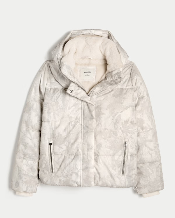 Faux Fur-Lined All-Weather Camo Puffer Jacket | Hollister (US)