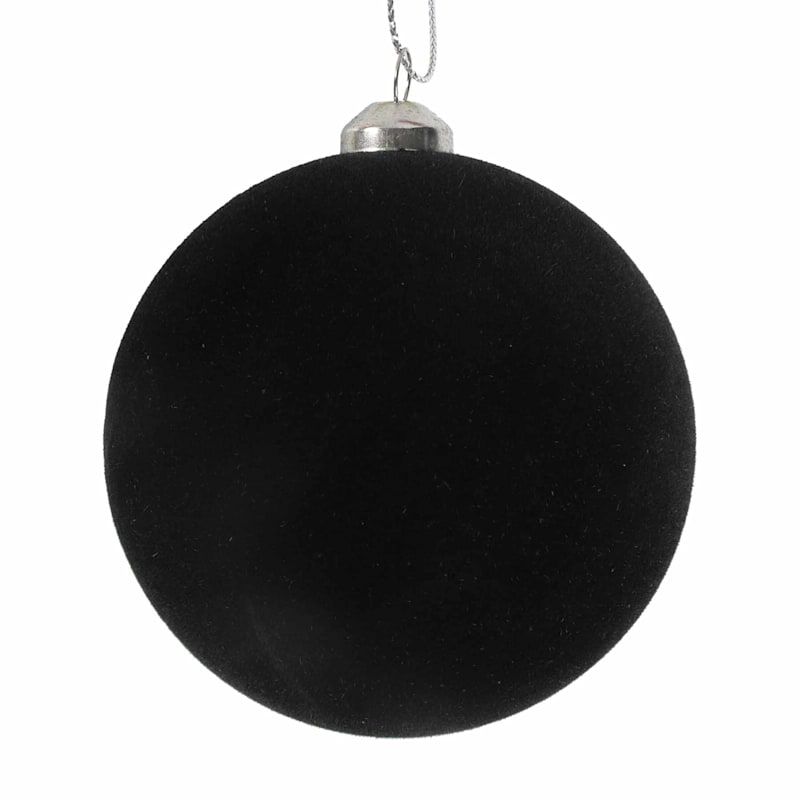 Crosby St Flocked Black Ball Ornament, 3" | At Home