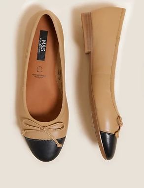 Leather Bow Ballet Pumps | M&S Collection | M&S | Marks & Spencer (UK)