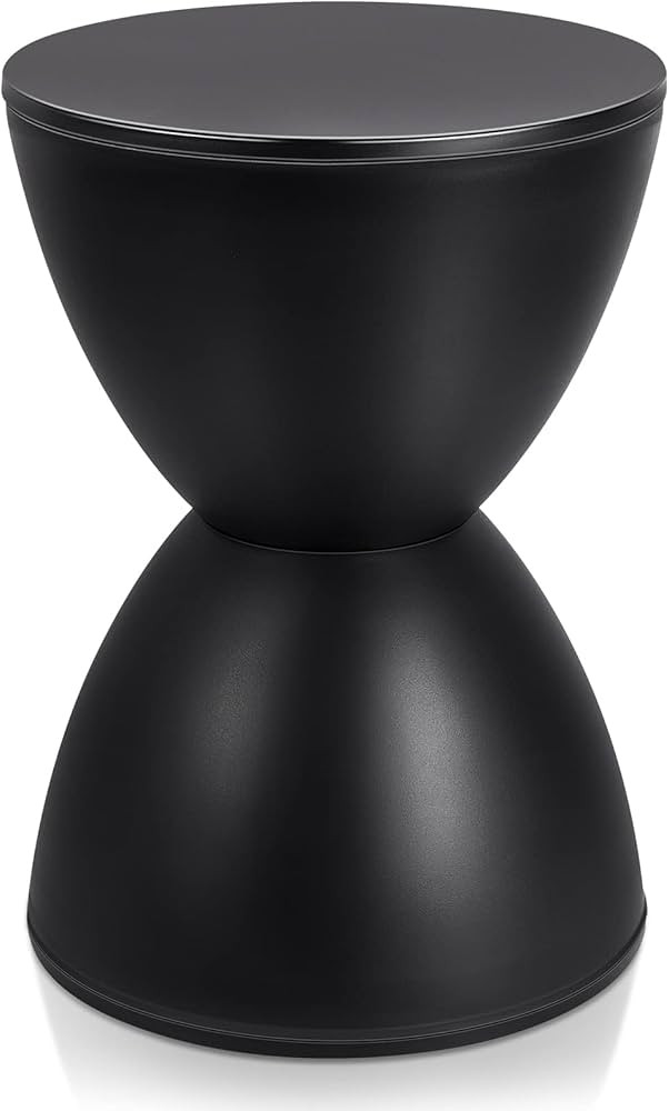 Leinuosen 16.73" H x 11.81" W Small Plastic Black Drum Side Table Plastic Hourglass Modern End Ta... | Amazon (US)