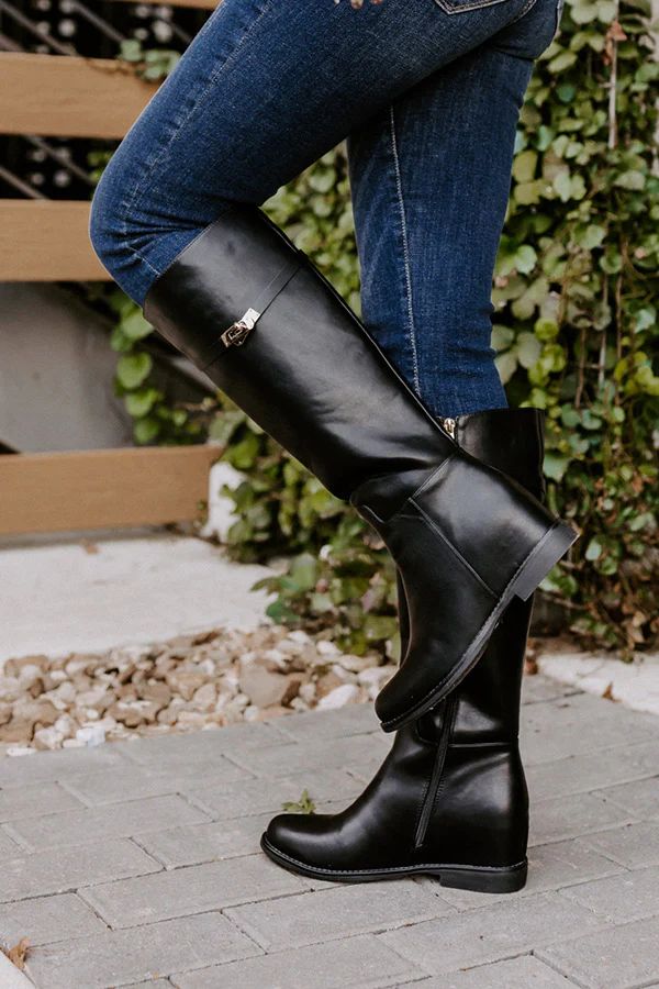 The Jake Faux Leather Knee High Boot In Black | Impressions Online Boutique
