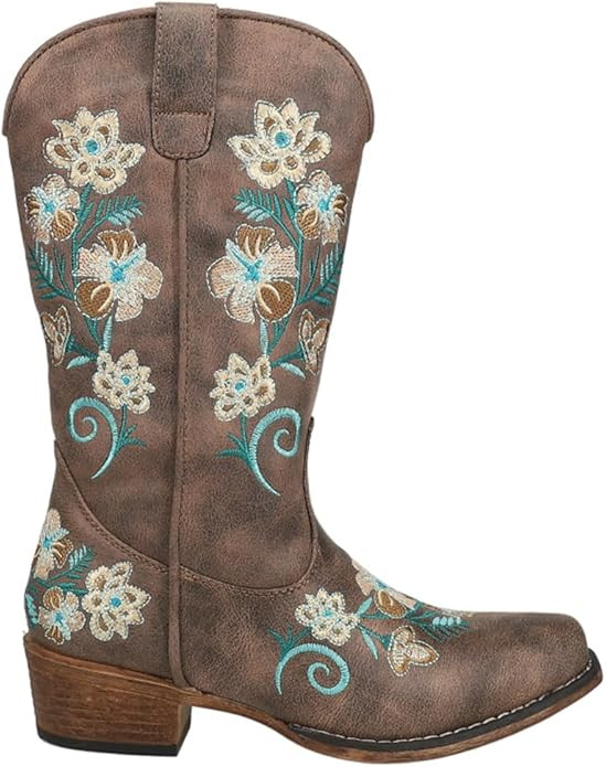 Roper Women’s Riley Floral Western Boot – 12-1/4” Shaft – Vintage Cowgirl Boots, Snip Toe... | Amazon (US)