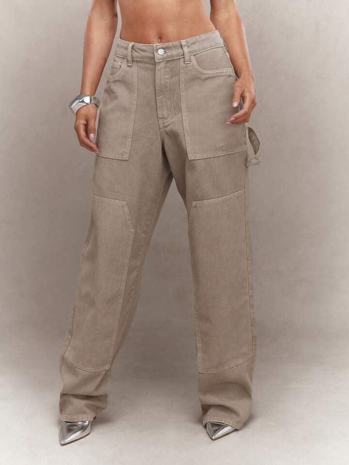 MISSGUIDED Carpenter Baggy Jeans With Pocket Details | SHEIN