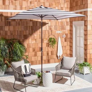 SAFAVIEH Outdoor Living Iris Fashion Line 7.5 Ft Square Umbrella, Base Not Included - Grey/White | Bed Bath & Beyond