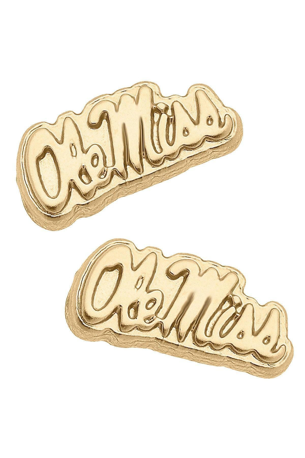 24K Gold Plated Stud Earrings | Ole Miss Rebels | Stewart Simmons